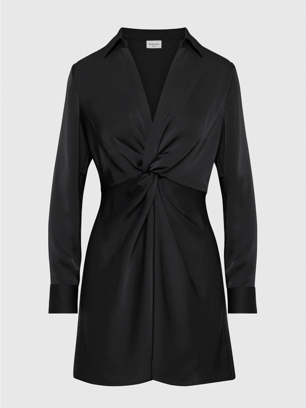 NWT Babaton Collaborate Dress Black Twist-Front Long Sleeve Mini Dress Size S - Picture 7 of 8